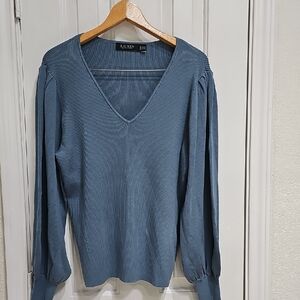 Lauren  Black Label Blue V-Neck Sweater Size 2X